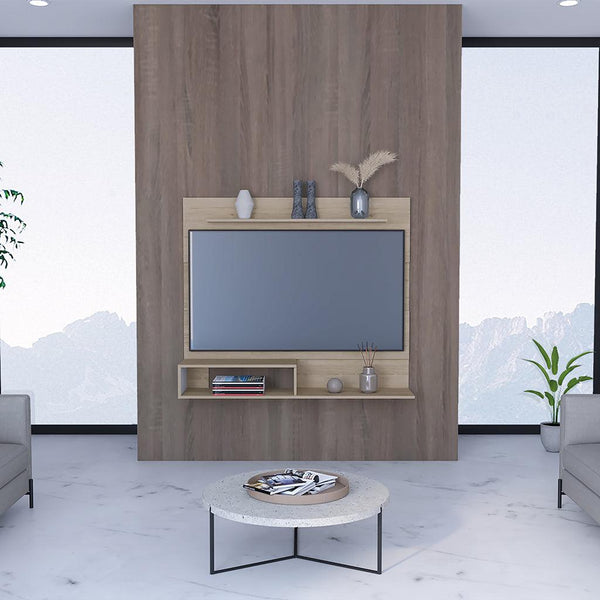 Mueble Multiusos Ascher, Beige y Blanco, con Espacio Para Televisor de Hasta 55 Pulgadas - VIRTUAL MUEBLES