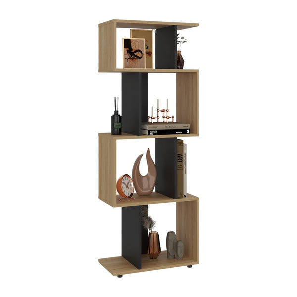 Biblioteca York, Fresno Europeo y Wengue, con espacio para libros y objetos decorativos