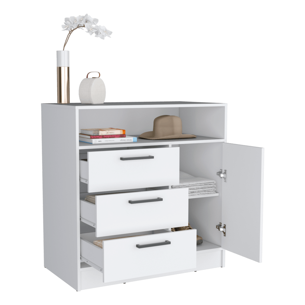 Organizador Omex, Blanco, con Tres Cajones y Una Puerta Abatible ZF - VIRTUAL MUEBLES