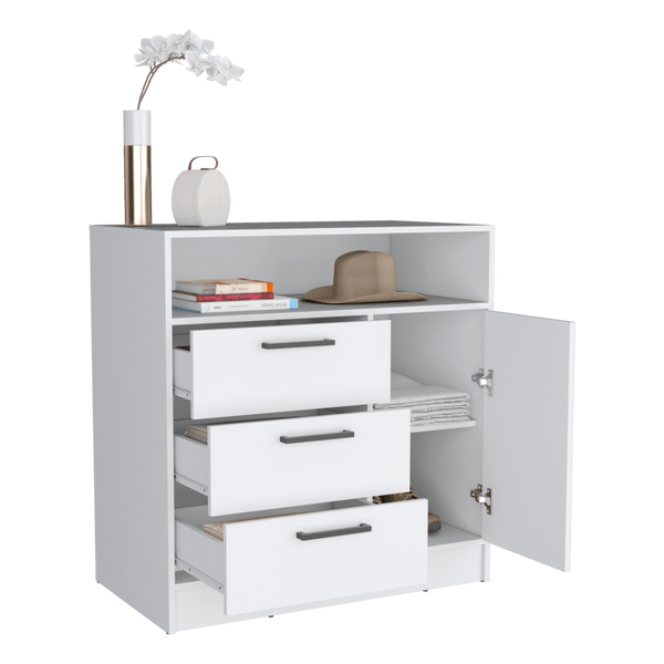 Organizador Omex, Blanco, con Tres Cajones y Una Puerta Abatible ZF - VIRTUAL MUEBLES