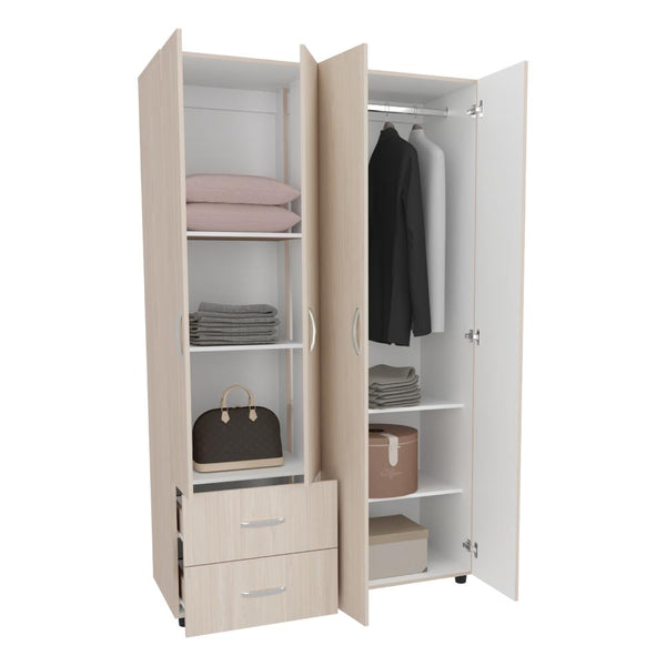 Closet Barin 120, Nevado y Blanco, con cajones de gran capacidad para su almacenamiento