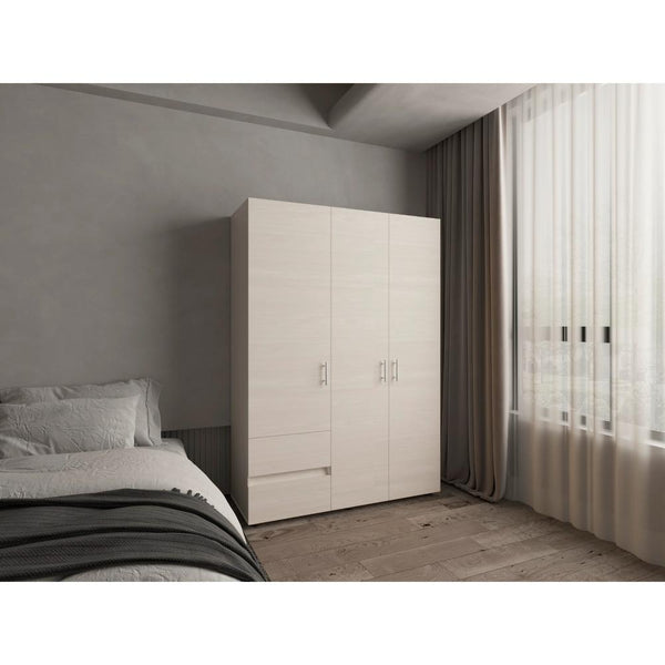 Closet Light 140, Nevado y Blanco, con tres puertas abatibles