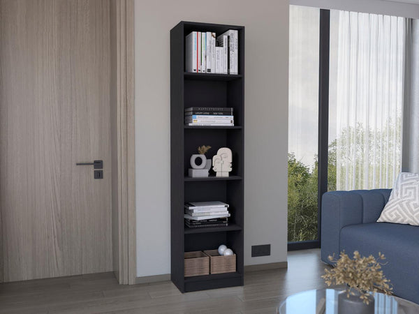 Biblioteca Home Eco, Wengue, con Cinco Entrepaños - VIRTUAL MUEBLES