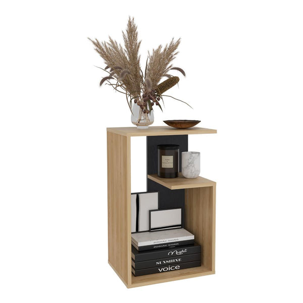 Mesa Auxiliar Evert, Fresno Europeo y Wengue, con diseño moderno y espacio para ubicar objetos