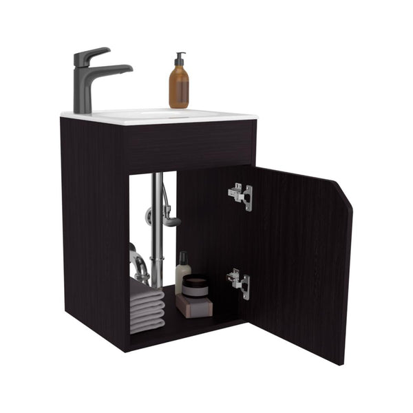 Mueble Para Lavamanos Flotante Betel, Wengue, Incluye Lavamanos Plastiglas Floresta 40 ZF