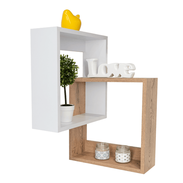 Repisa Cuadrada Deia, Beige y Blanco, x 1 Unidad - VIRTUAL MUEBLES