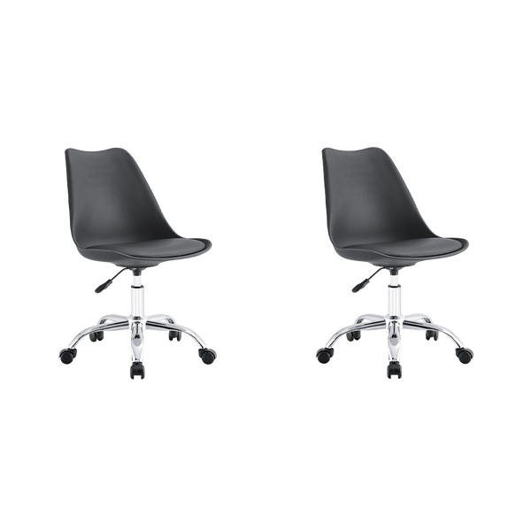 Kit de Dos Sillas de Escritorio Jetix, Negro, Giratoria y acolchada con base metálica